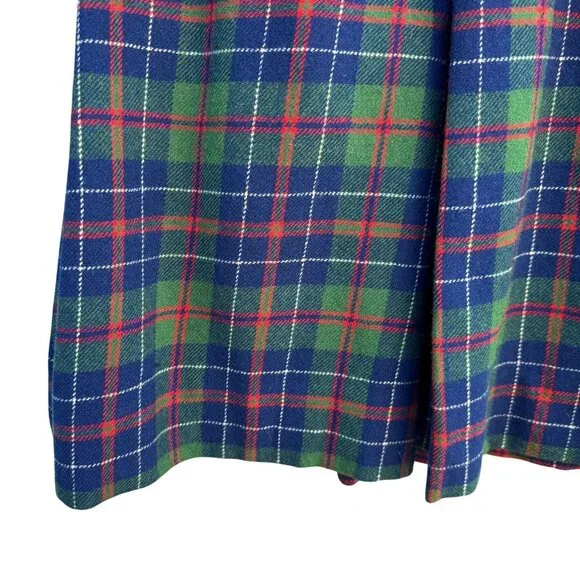 Pendleton Vintage Wool Green Blue Tartan Plaid Pleated Cheerleader Mini Skirt S - Picture 7 of 8